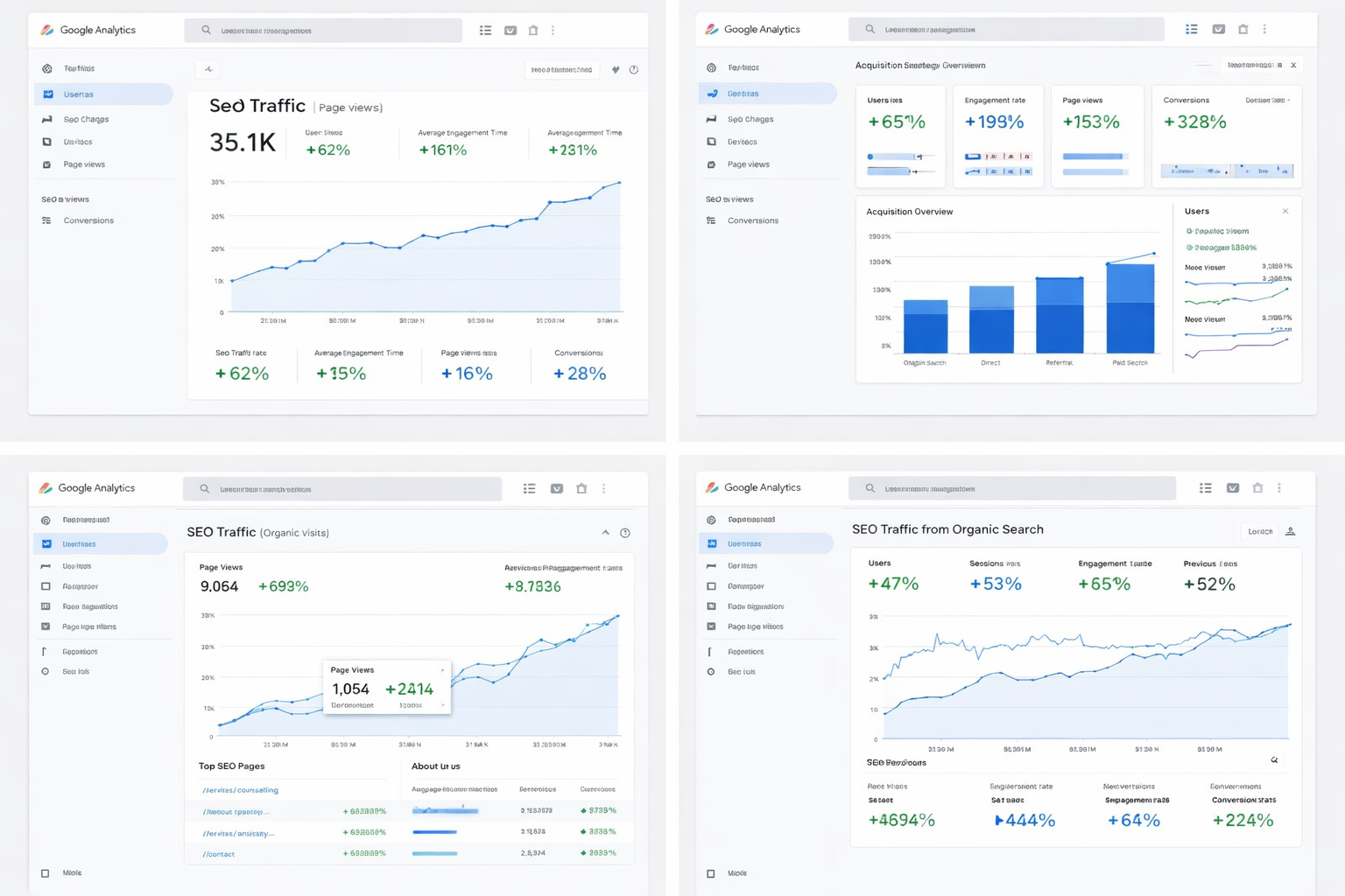 Google Analytics dashboard showing website traffic